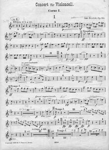 Partition cor 1, violoncelle Concerto, Koncert pro violoncello a orchestr