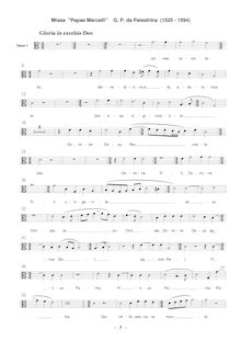 Partition ténor 1 , partie [C3 clef], Missa Papae Marcelli, Palestrina, Giovanni Pierluigi da