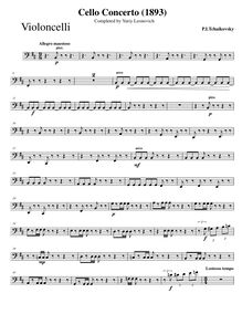 Partition violoncelles, violoncelle Concerto, B minor, Tchaikovsky, Pyotr