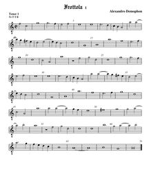 Partition ténor viole de gambe 1, octave aigu clef, Frottola, Demophon, Alessandro
