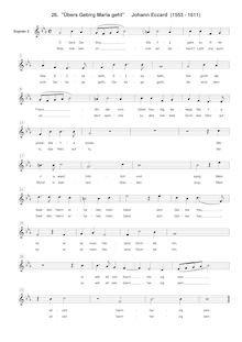 Partition Soprano 2 , partie, Übers Gebirg Maria geht, E♭ major