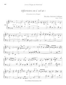 Partition Offertoire en C sol ut b (Livre 3), Livre d orgue de Montréal