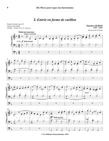 Partition , Entrée en forme de carillon, Dix pièces pour orgue ou harmonium
