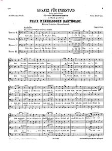 Partition complète, Ersatz für Unbestand, WoO 8, Mendelssohn, Felix
