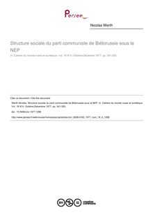 Structure sociale du parti communiste de Biélorussie sous la NEP - article ; n°4 ; vol.18, pg 341-355
