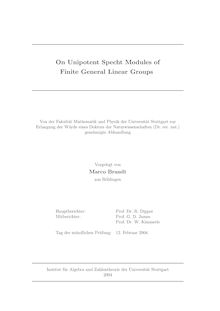 On unipotent Specht modules of finite general linear groups [Elektronische Ressource] / vorgelegt von Marco Brandt