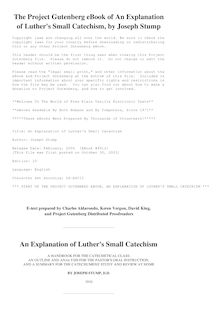 An Explanation of Luther s Small Catechism