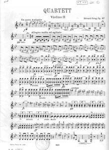 Partition violon 2, corde quatuor No.1 en G minor, Op.27, Grieg, Edvard