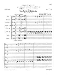 Partition complète, Serenade, Serenade No.7 ; Haffner Serenade par Wolfgang Amadeus Mozart