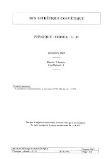 Btsesth 2007 physique chimie