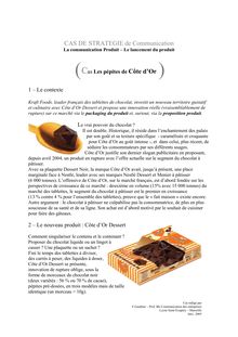 Côte d Or Dessert - CAS DE STRATEGIE de Communication