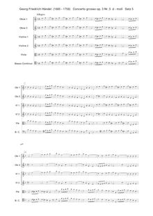 Partition , Allegro, Concerto Grosso en D minor, HWV 316, D minor