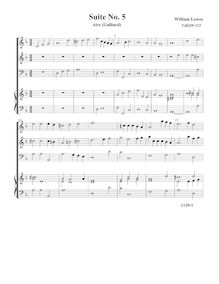 Partition complète,  No.5 pour 3 violes de gambe et orgue, Lawes, William par William Lawes