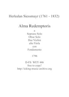 Partition complète, Alma Redemptoris, Siessmayr, Herkulan