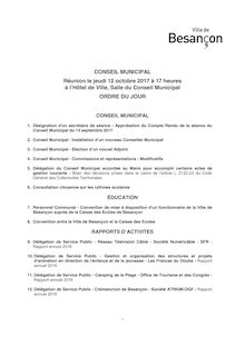 Conseil municipal Besançon 12/10/17 ODJ