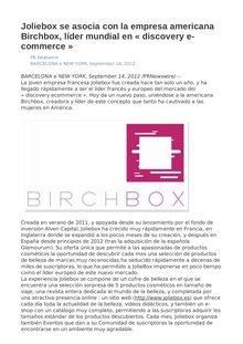 Joliebox se asocia con la empresa americana Birchbox, líder mundial en « discovery e-commerce »