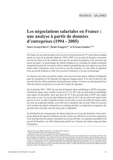 Les négociations salariales en France : une analyse à partir de données d entreprises (1994 - 2005)