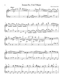 Partition Sonata en F major, R.5, clavier sonates R.1–10, Soler, Antonio