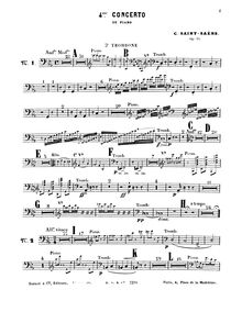 Partition Trombone 3, Piano Concerto No.4, Quatrième Concerto pour Piano et Orchestre