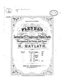 Partition Piano et violon parties, 6 Duos, Pleyel, Ignaz