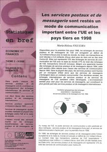 Statistiques en bref. Économie et finances nÌŠ 9/2000. Les services postaux et de messagerie sont restés un mode de communication important entre l EU et les pays tiers en 1998
