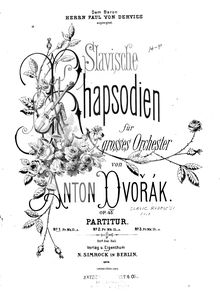 Partition complète, Slavonic Rhapsodies, Slovanské rapsodie, Dvořák, Antonín par Antonín Dvořák