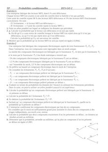 Fiche d exercices de Mathématiques de niveau BTS - probabilités conditionnelles