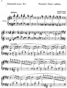 Partition complète, Valses oubliées, Vergessener Walzer / Forgotten Waltzes par Franz Liszt