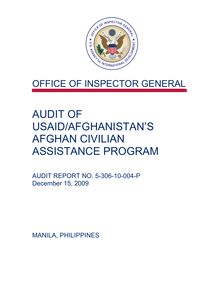 Audit of USAID Afghanistan’s Afghan Civilian Assistance Program