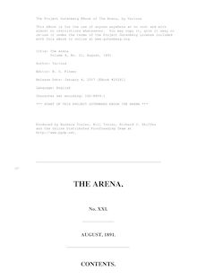 The Arena - Volume 4, No. 21, August, 1891