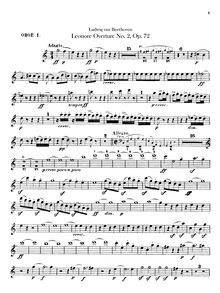 Partition hautbois 1, 2, Leonora Overture No. 2, C major, Beethoven, Ludwig van