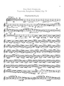 Partition clarinette 1, 2 (A), basse clarinette (B♭, pour Voyevoda
