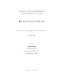 Informal economic activities [Elektronische Ressource] / vorgelegt von Andreas Bühn