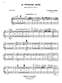 Partition trompette 1/2 (C), La princesse jaune, opéra-comique en un acte de Louis Gallet, Op.30