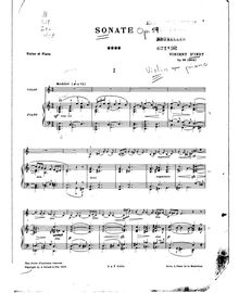 Partition violon et partition de piano, Sonata pour violon et Piano, Op. 59
