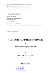 Tom Swift and His Sky Racer, or, the Quickest Flight on Record