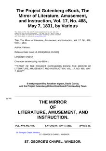 The Mirror of Literature, Amusement, and Instruction - Volume 17, No. 488, May 7, 1831