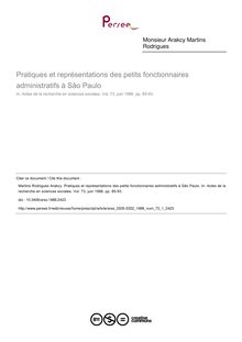 Pratiques et représentations des petits fonctionnaires administratifs à Sâo Paulo - article ; n°1 ; vol.73, pg 85-93