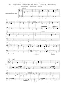 Partition Continuo , partie, Sonata trombone solo e basso, Anonymous