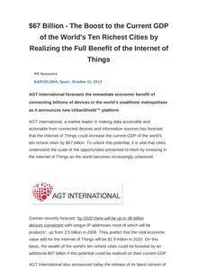 $67 Billion - The Boost to the Current GDP of the World s Ten Richest Cities by Realizing the Full Benefit of the Internet of Things