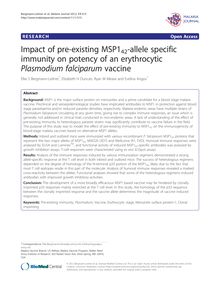 Impact of pre-existing MSP142-allele specific immunity on potency of an erythrocytic Plasmodium falciparum vaccine