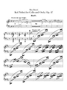 Partition harpe, Kol Nidrei, Kol Nidrei (Stimme des Gelübdes), Adagio for Cello and Orchestra