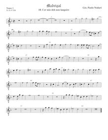 Partition ténor viole de gambe 1, octave aigu clef, Madrigali a 5 voci par Giovanni Paolo Nodari