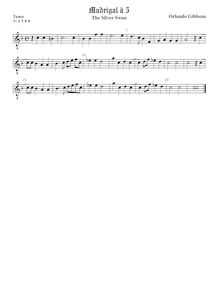Partition ténor viole de gambe 2, octave aigu clef, pour Silver Swan