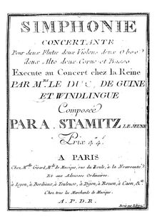 Partition violons II, Simphonie concertante No.2, G major, Stamitz, Anton
