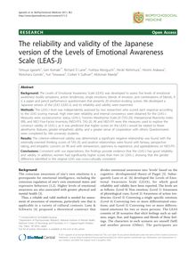 The reliability and validity of the Japanese version of the Levels of Emotional Awareness Scale (LEAS-J)