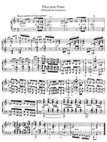 Partition complète, Pièce pour Piano, Morceau de Concours, Debussy, Claude par Claude Debussy
