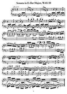Partition complète, Sonata en E-flat, Wq.65/28, E♭, Bach, Carl Philipp Emanuel