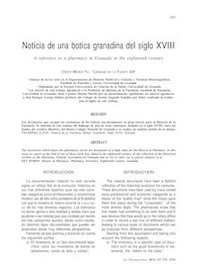 Noticia de una botica granadina del siglo XVIII (A reference to a pharmacy in Granada in the eighteenth century)