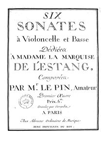 Partition Sonata No.1, 6 sonates pour violoncelle et basse, Op.1